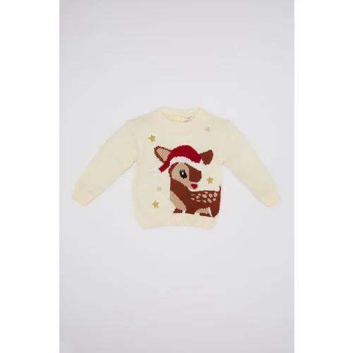 Defacto Baby Girl Crew Neck Patterned Sweater