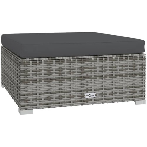 VidaXL Vrtni stolček za noge z blazino siv 70x70x30 cm poli ratan, (20597803) Slike
