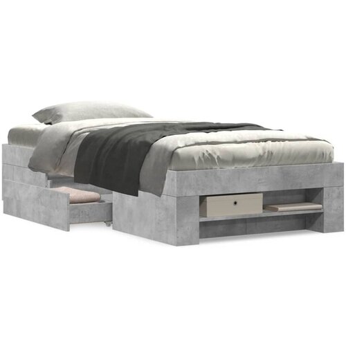 VidaXL Okvir kreveta boja betona 75x190 cm od konstruiranog drva Slike