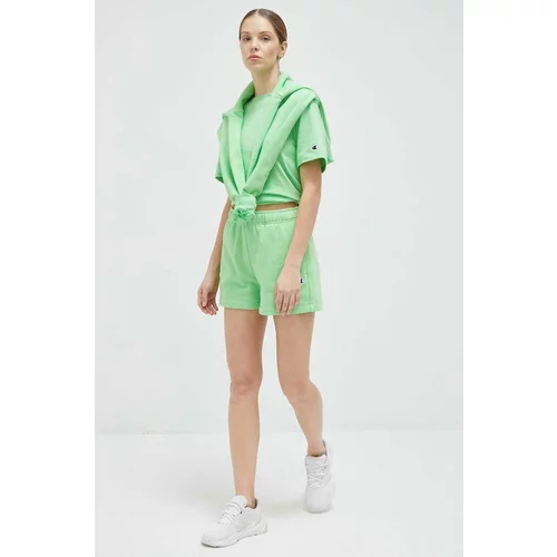 Champion Kratke hlače za žene, boja: zelena, glatki materijal, visoki struk