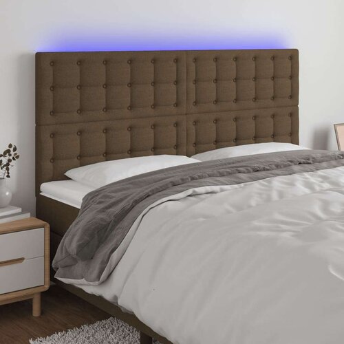  LED posteljno vzglavje temno rjavo 180x5x118/128 cm blago, (20952009) Slike
