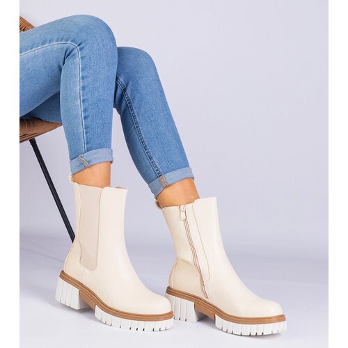 Gemre Beige ankle boots made of eco-leather Tantala Slike