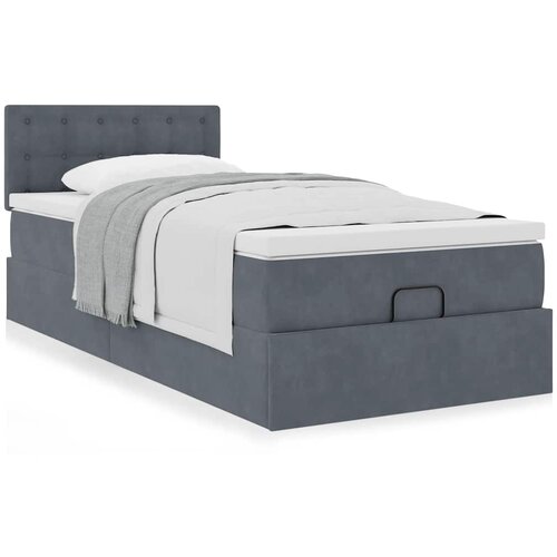 vidaXL Otomanski okvir kreveta s madraca tamnosivi 90x200cm baršunasti Cijene