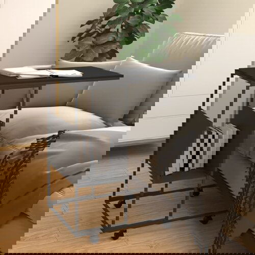 VidaXL Bočni stolić s kotačima crni 55x36x63 5 cm konstruirano drvo Slike