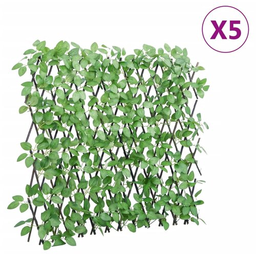 vidaXL Proširiva rešetka od umjetnog bršljana 5 kom zelena 180 x 65 cm Cijene