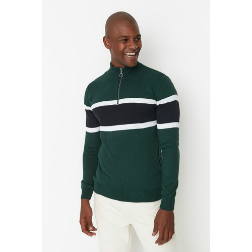 Trendyol Emerald Green Men's Slim Fit Half Fisherman Zipper Pullover Slike