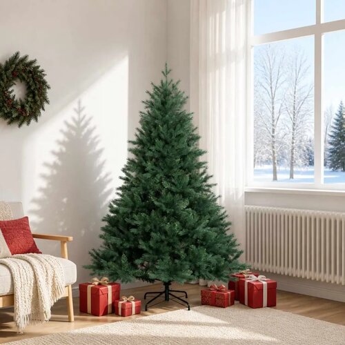  Umjetno božićno drvce s nogom 180 cm PVC i metal Zelena - 180 cm bez LED svjetala Cijene