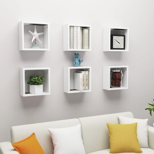 VidaXL kockaste zidne police 6 kom bijele 30 x 15 x 30 cm Slike