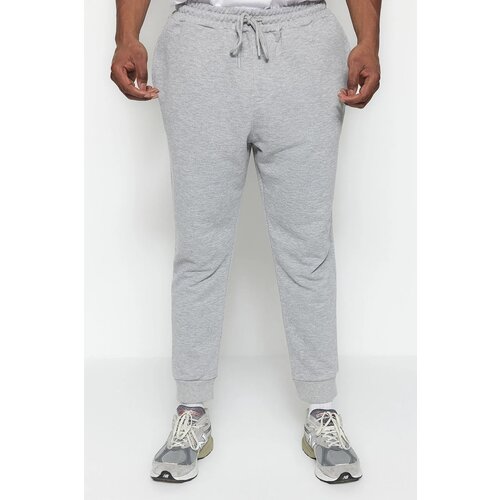 Trendyol Gray Melange Men&amp;#039;s Large Size Comfortable Basic Slim Elastic Leg Plus Size Sweatpants Slike