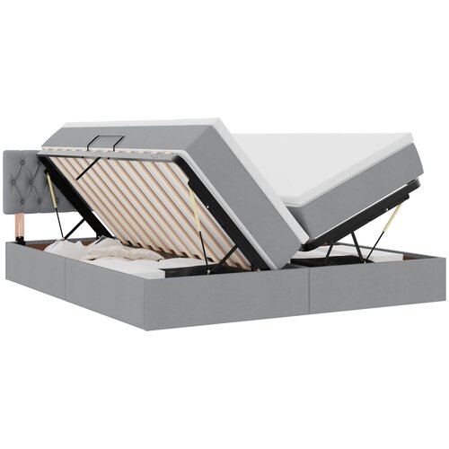 vidaXL Krevet S LED lampica Svijetlo siva 180 x 200 cm tkanina - Svjetlosiva 180 x 200 cm Dizajn s jastučićima Cene