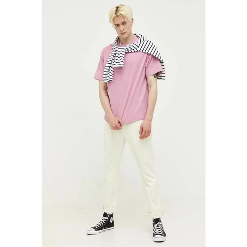 Abercrombie & Fitch Pamučna majica boja: ružičasta, glatki model
