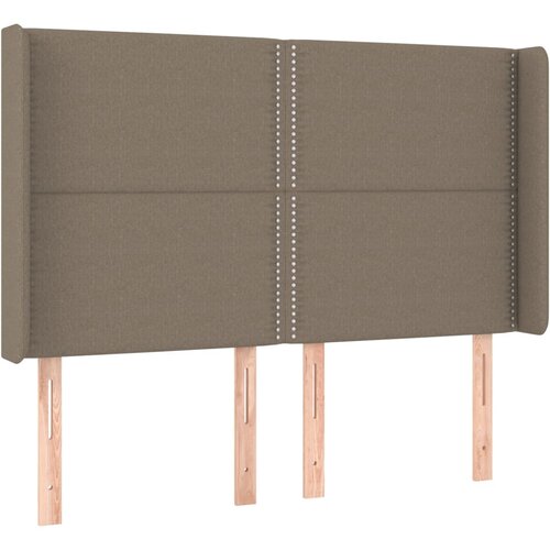Maison Chic posteljno vzglavje - vzglavna omarica - nočna omarica z u&amp;scaron;esi taupe 147x16x118/128 cm blago, (21713356) Slike