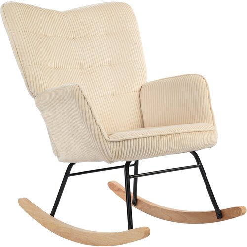 HOMCOM zibajoči stol vrvasta tkanina, bukov les 98G x 71&Scaron; x 101V cm Bež, (5000242920) Cene