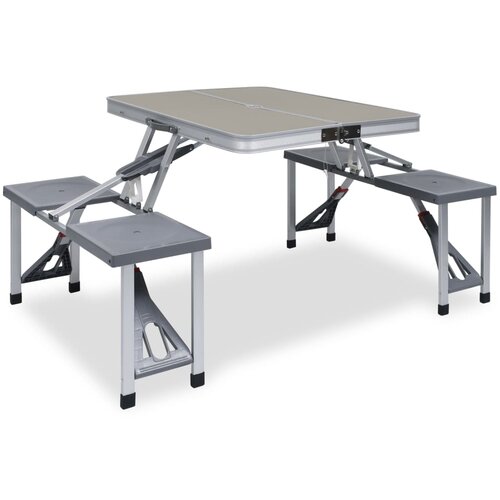 The Living Store Zložljiva miza za kampiranje s 4 sedeži jeklo aluminij - Miza In Stol Za Kampiranje, (22101431) Cene