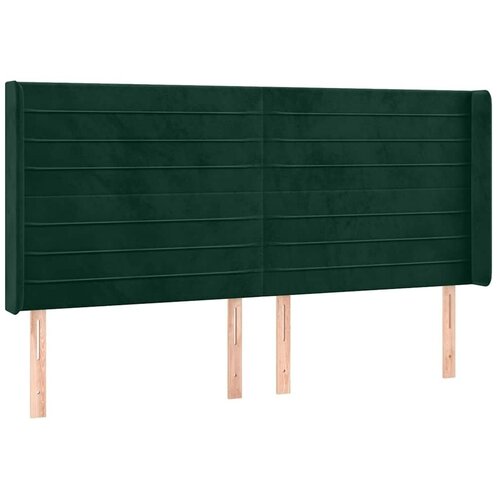 Uzglavlje s u&amp;scaron;ima tamnozeleno 183x16x118/128 cm bar&amp;scaron;unasto - Tamnozelena 183 x 16 x 118/128 cm 1 Slike