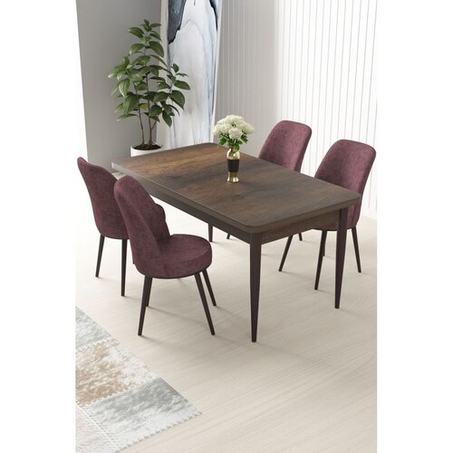 Hanah home Set Trpezarijski sto i 4 stolice Nile, prljavo roze Cene