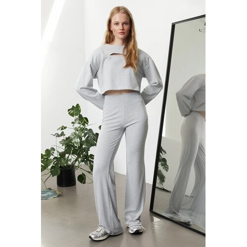 TRENDYOLMILLA ženske pantalone TWOAW25PL00006, siva melange Cene