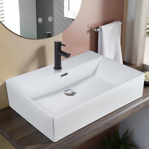 Nettlife Kopalni&scaron;ki umivalnik za postavitev na pult, majhen kvadratni keramični umivalnik, 60 cm, (5000046039) Cene