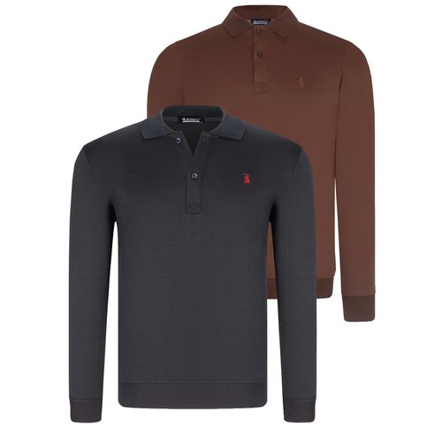Dewberry DOUBLE SET V4007 MEN&amp;#039;S SWEATSHIRT-NAVY-BROWN Slike