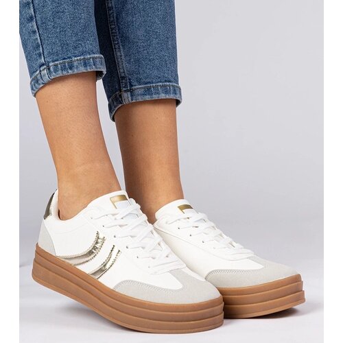D/CEO marka niezdefiniowana White women&amp;#039;s sneakers with gold accents Melly Slike