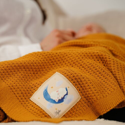 AGBO Bamboo-Cotton baby blanket mustard Bambini Slike