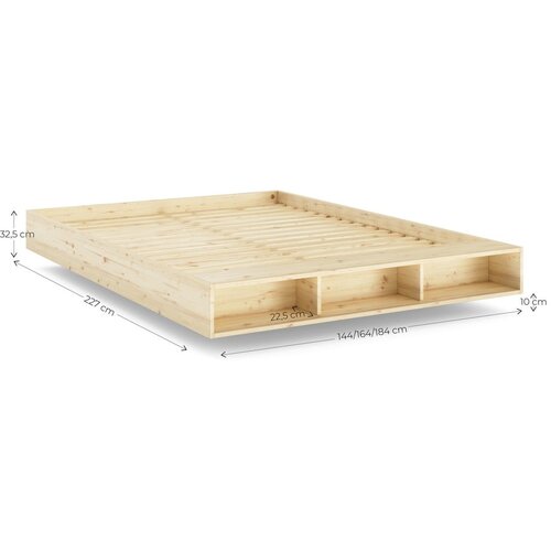 Karup Design Zakonska postelja iz masivnega bora z letvenim dnom 140x200 cm v naravni barvi Merge &amp;ndash; Slike