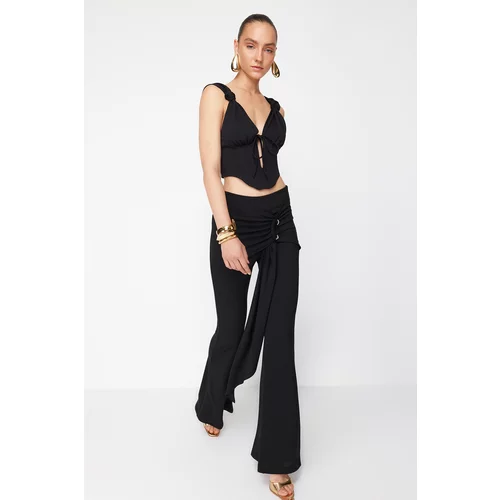 Trendyol X Zeynep Tosun Black Knitted Accessory Detail Trousers