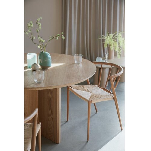 White Label Okrogla jedilna miza v hrastovem dekorju &amp;oslash; 120 cm Laurent &amp;ndash; Slike