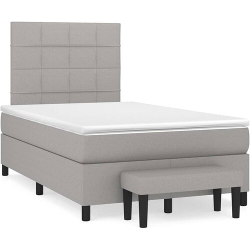 VidaXL Box spring postelja z vzmetnico svetlo siva 120x200 cm blago, (20790151) Slike