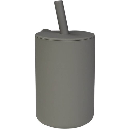 Tryco silikonski lonček s slamico olive gray Slike