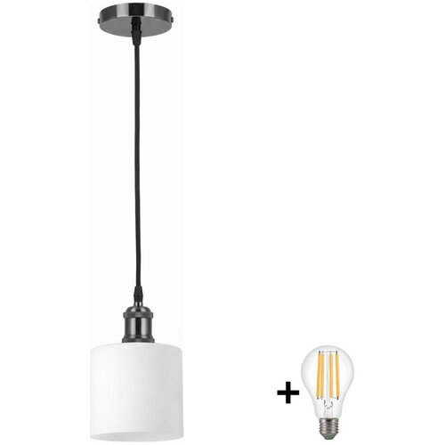 Brilagi LED luster na sajli RETRO GLASS 1xE27/60W/230V pr. 10 cm crna/bela Slike