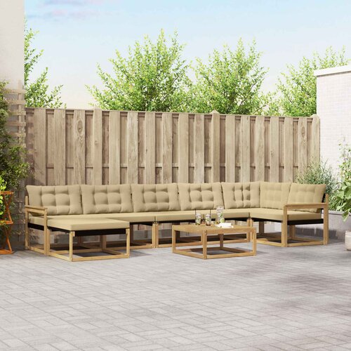  Set vanjskih sofa 8 pcs Bijela i bež Čvrsto drvo akacije Slike