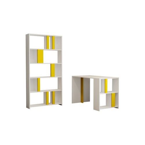 Hanah home Polica 120x75,4x60​cm Bijelo-Žuta Cene