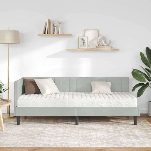 VidaXL Kutni krevetni okvir s madracem 2 pcs Svjetlosiva Bar&amp;scaron;un - Svjetlosiva 80 x 200 cm Slike