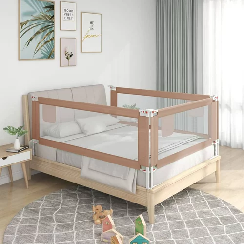 vidaXL sigurnosna ograda za dječji krevet smeđe-siva 180x25 cm tkanina