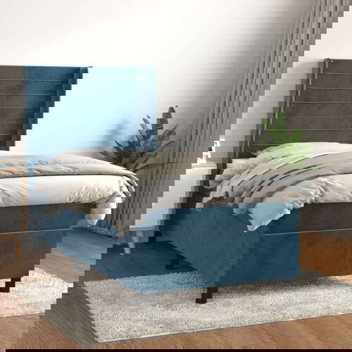 Box spring krevet s madracem tamnoplavi 90x200 cm baršunasti Cijene