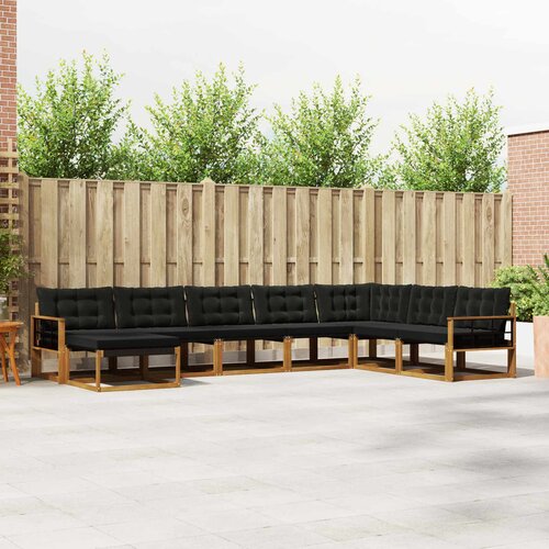  Set vanjskih sofa 8 kom. Prirodna i crna Čvrsto drvo akacije Cene