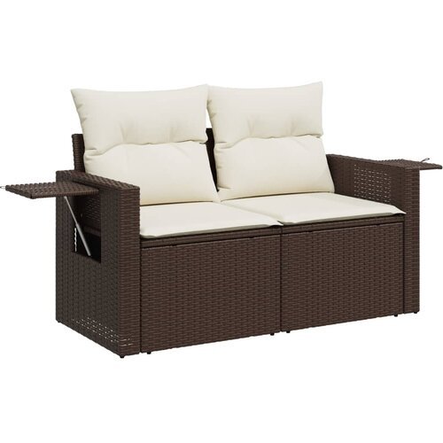  8-dijelni set vrtnih sofa s jastucima smeđi od poliratana Slike