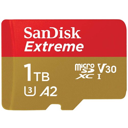 San Disk Extreme microSDXC 1TB + SD Adapter do 190MB/s &amp;amp; 130MB/s A2 C10 V30 UHS-I U3 Slike