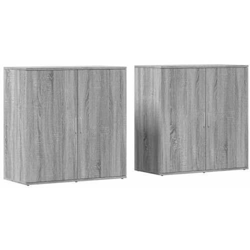  Komoda 2 kom boja hrasta sonome 79x38x80 cm konstruiranog drva Siva Slike