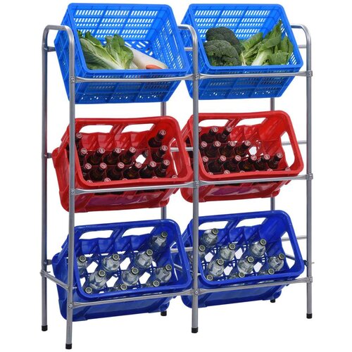 vidaXL Stojalo za shranjevanje za 6 zabojev srebrno 96x33x116 cm jeklo Cene