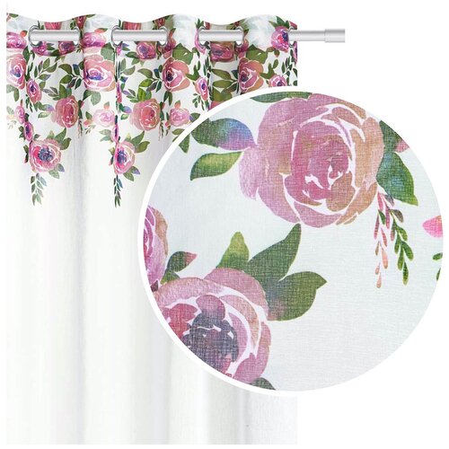 Edoti curtain with flowers Mansion 140x250 A490 Slike