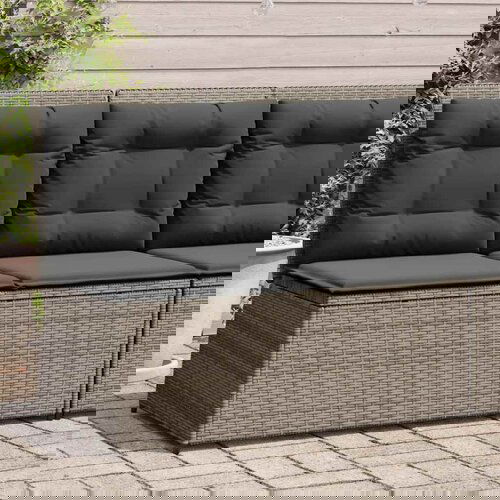 vidaXL Vrtna klop z blazinami siv poli ratan Cene