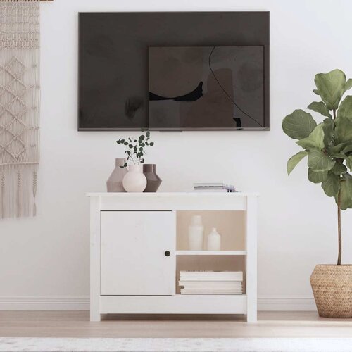 TV ormarić bijeli 70x36,5x52 cm od masivne borovine Slike