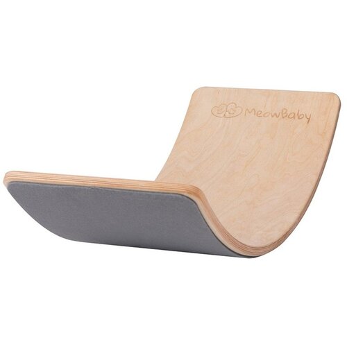 MeowBaby Siva/prirodna ploča za ravnotežu od borovine 80x30x18 cm Montessori - Slike