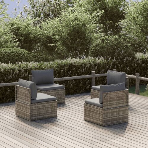 vidaXL Vrtni sredinski kavči 4 kosi sivi 57x57x56 cm poli ratan Cene