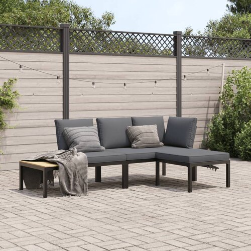 VidaXL 3-dijelni set vrtnih sofa s jastucima crni aluminijski Slike