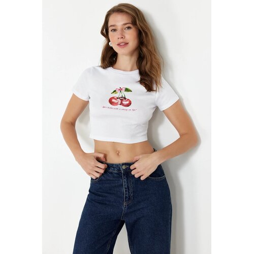 TRENDYOLMILLA Ženska majica TWOSS24TS00121, Bela Cene