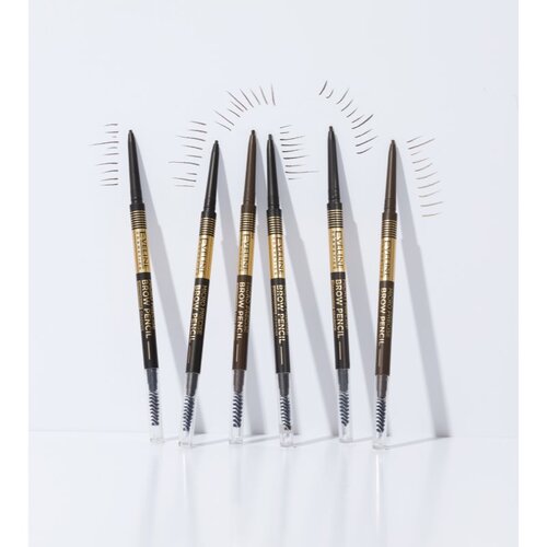 Eveline Cosmetics Micro Precise vodootporna olovka za obrve sa četkicom 2 u 1 nijansa 04 Graphite 4 g Slike