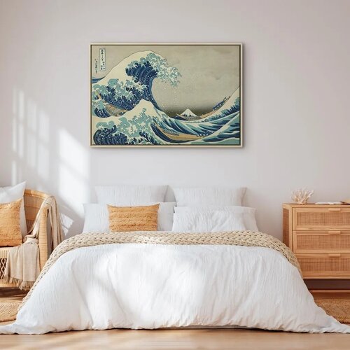  Slika - Hokusai Katsushika &amp;ndash; The Great Wave off Kanagawa 60x40 U prirodnom drvenom okviru Slike